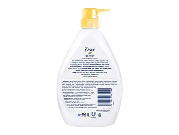 Dove Go Fresh Energize Body Wash with Grapefruit & Lemongrass Scent 1L