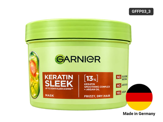 Garnier Fructis Keratin Sleek Hair Mask 370ml jar, front view
