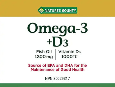 Nature’s Bounty Omega-3 + Vitamin D3 Fish Oil 1200mg 90 Softgels in Sri Lanka