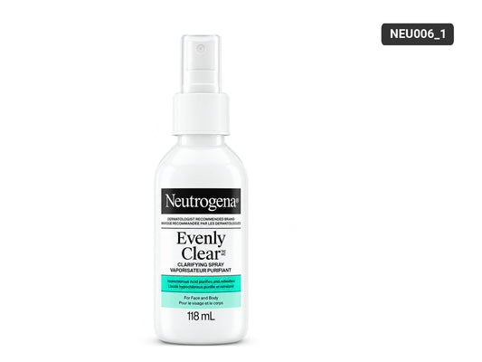 Neutrogena Evenly Clear Clarifying Spray 118ml fragrance-free hypochlorous acid face and body mist
