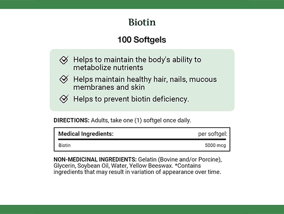 Natures Bounty Biotin 5000mcg 100 softgels - CANADA in Sri Lanka