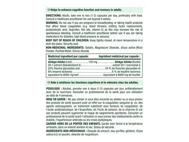 Natures Bounty Ginkgo Biloba 120mg 100 Capsules - CANADA in Sri Lanka