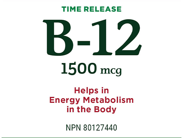 Natures Bounty Time Release B-12 1500mcg 80 Tablets - CANADA in Sri Lanka