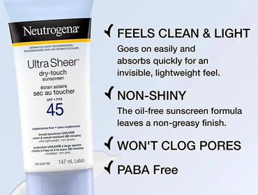 Neutrogena Ultra Sheer Dry Touch Sunscreen SPF45 147ml - CANADA in Sri Lanka