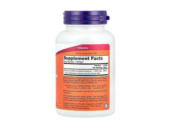 Now Beta Carotene 7500mcg 180 Softgels - CANADA in Sri Lanka