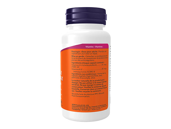 Now Vitamin D-3 & K-2 1000IU 120 Veg Capsules - USA in Sri Lanka