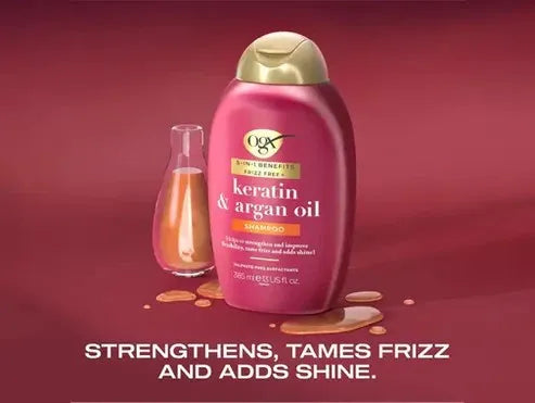 OGX Frizz Free + Keratin and Argan Oil Shampoo 385ml