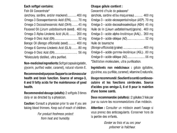Webber Naturals Omega 3-6-9 1200 mg Fish, Flax & Borage 150 Softgels