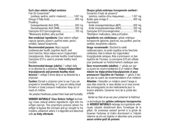 Webber Naturals Triple Strength Omega-3 with CoQ10 900mg 80 Softgels - CANADA in Sri Lanka