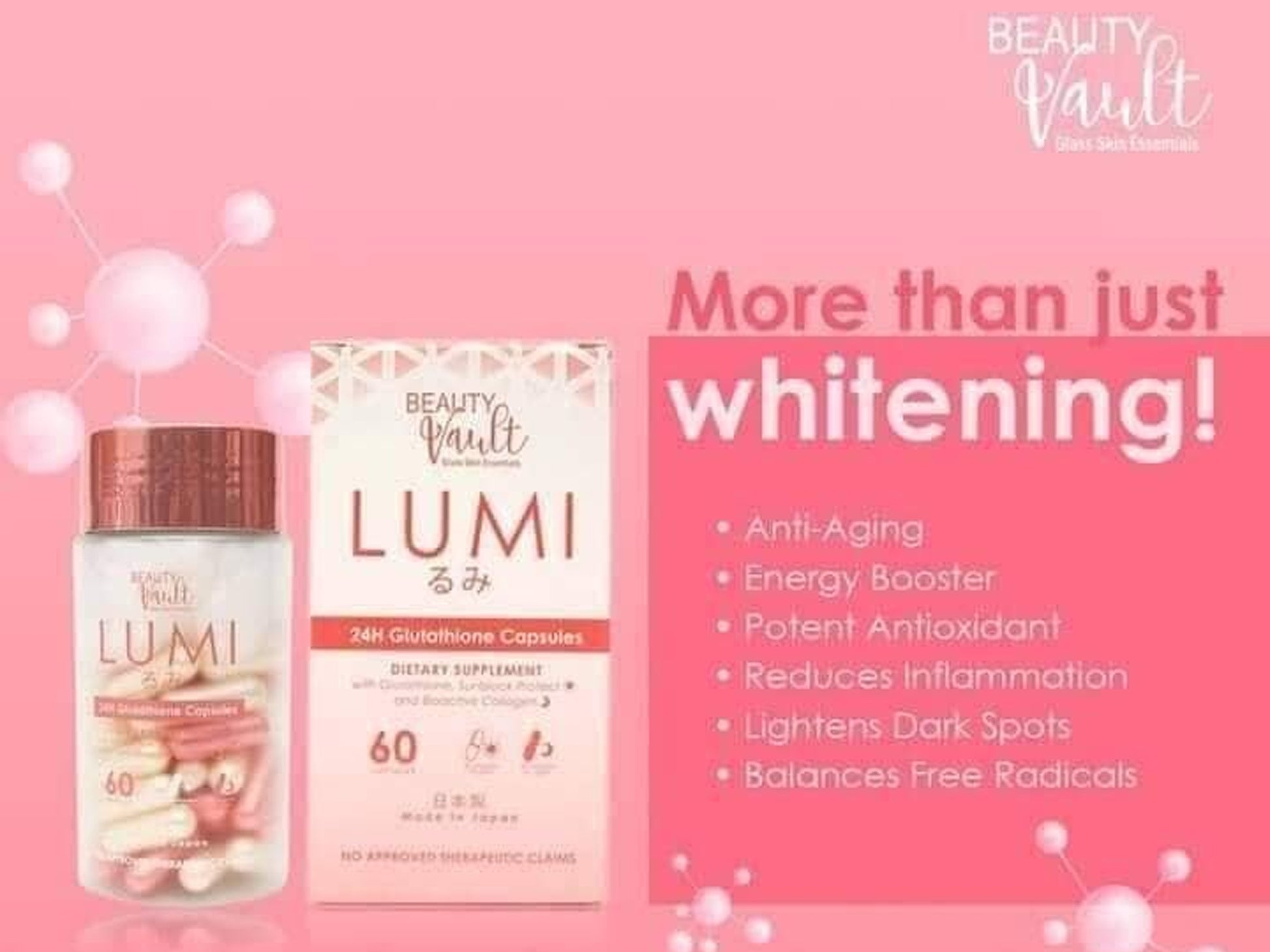 Beauty Vault Lumi 24H Glutathione 60 Capsules in Sri Lanka