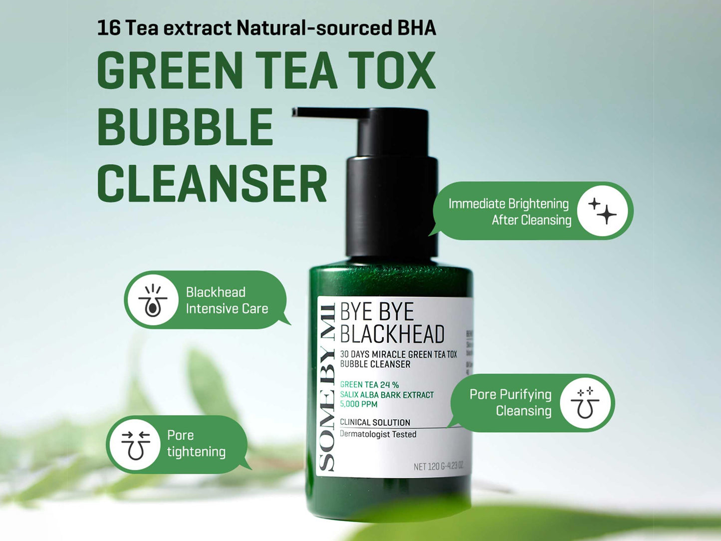 Some By Mi Bye Bye Blackhead 30 Days Miracle Green Tea Tox Bubble Cleanser 120g in Sri Lanka