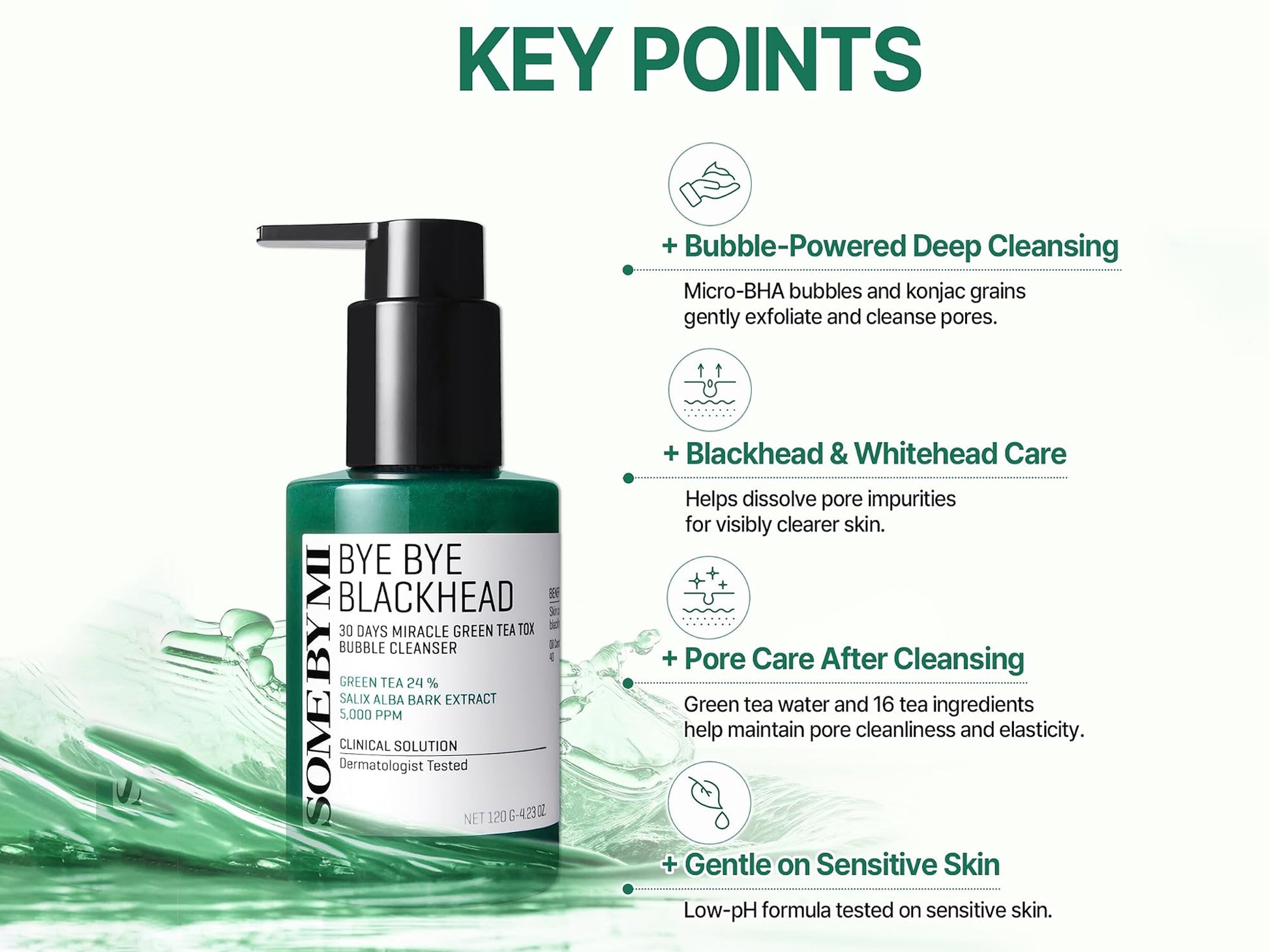 Some By Mi Bye Bye Blackhead 30 Days Miracle Green Tea Tox Bubble Cleanser 120g in Sri Lanka