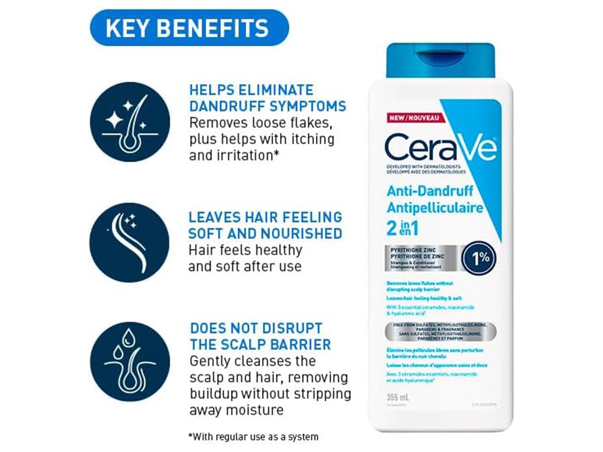 Cerave Anti-Dandruff 2 in 1 Shampoo and Conditioner 355ml in Sri Lanka