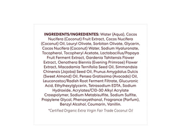 Palmers Coconut Hydrate Facial Moisturizer 50g back label with directions and ingredients