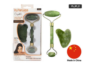 Flawless Facial Massager Jade Roller and Gua Sha Stone