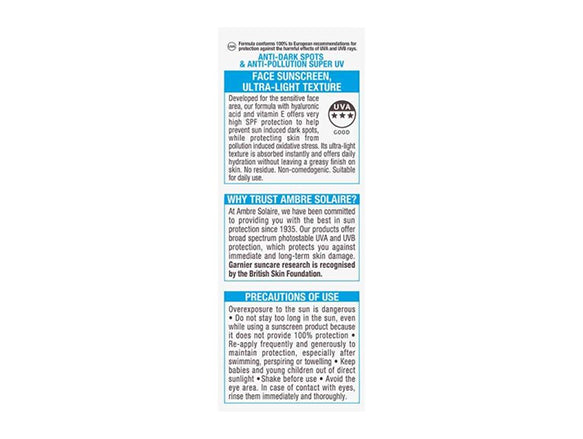 Garnier Ambre Solaire Sunscreen SPF50 40ml - GERMANY in Sri Lanka