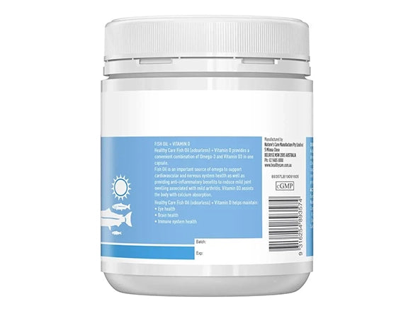 Healthy Care Fish Oil + Vitamin D 200 Capsules