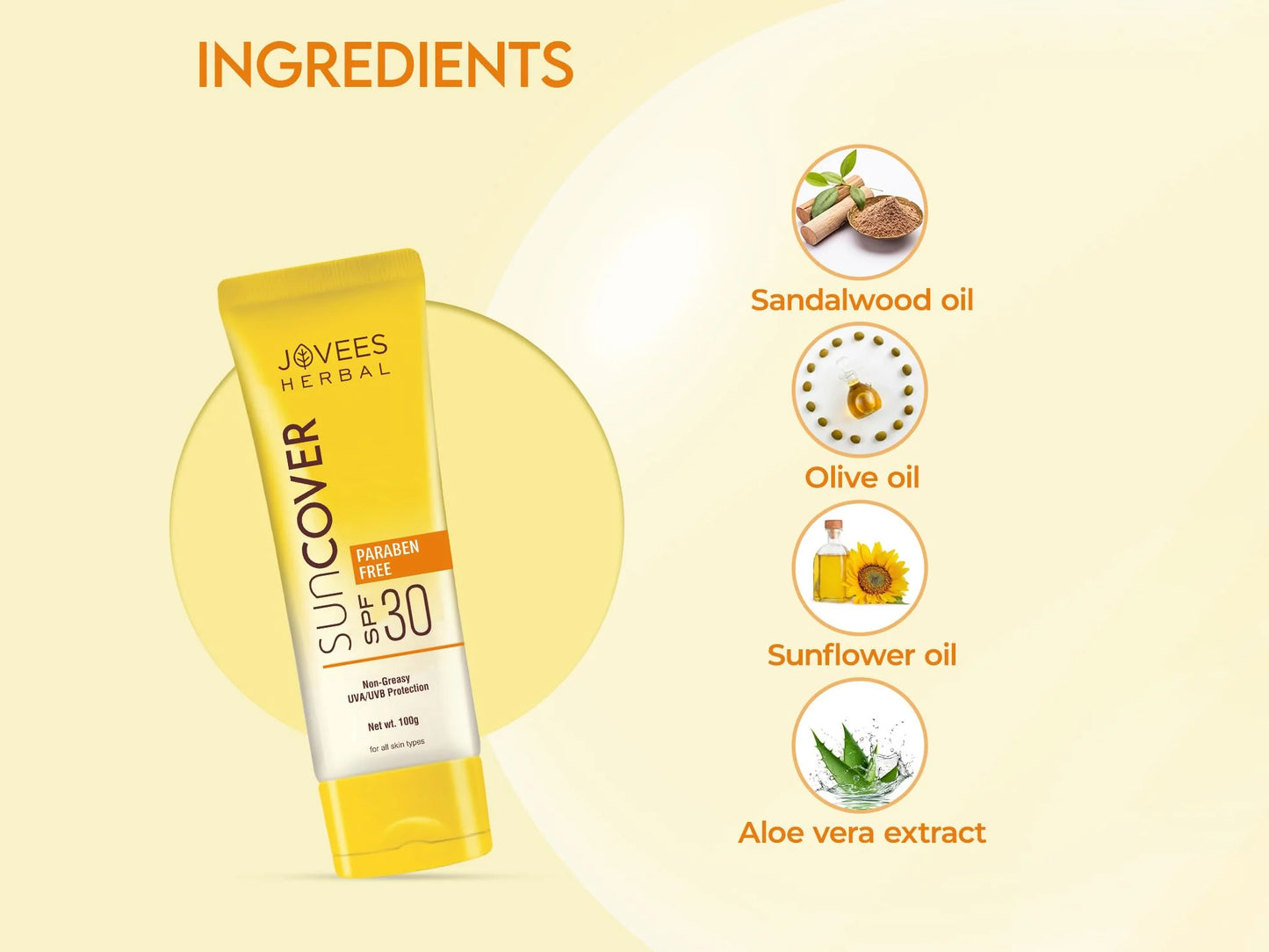 Jovees Sandalwood Natural Sun Cover SPF 30 100g in Sri Lanka