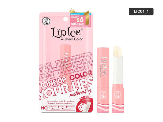 LipIce Sheer Color Strawberry Lip Balm 2.4g tinted lip balm - front view