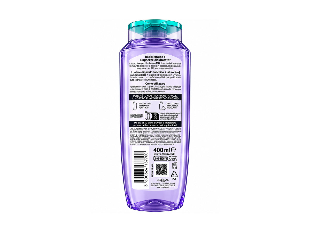 Loreal Paris Elvive Hyaluronic Pure 72H Purifying Shampoo 400ml in Sri Lanka