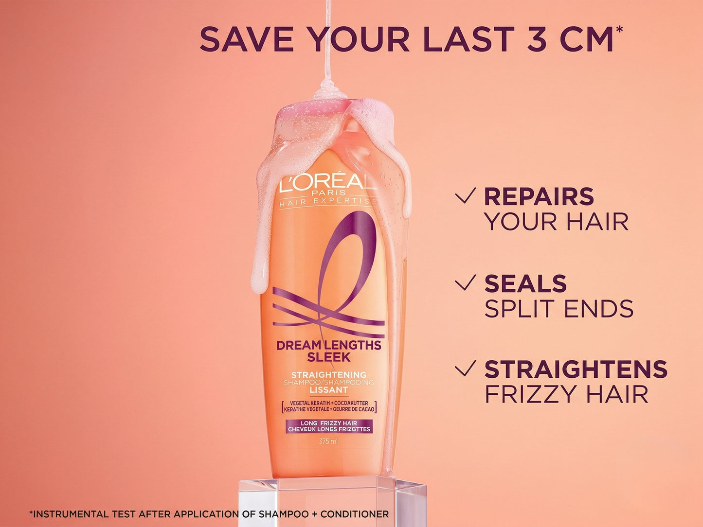 Loreal Paris Dream Lengths Sleek Straightening Shampoo 375ml in Sri Lanka