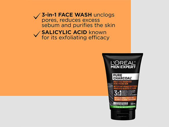 Loreal Men Expert Pure Charcoal 3 in 1 Face Wash 100ml in Sri Lanka