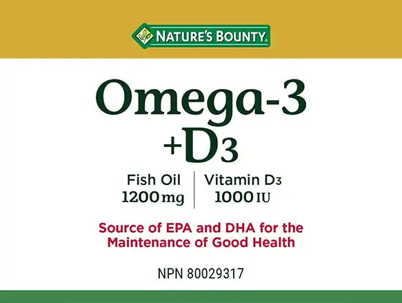 Nature’s Bounty Omega-3 + Vitamin D3 Fish Oil 1200mg 90 Softgels in Sri Lanka