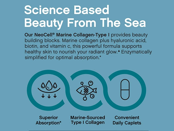 NeoCell Marine Collagen Bio-Peptides + Hyaluronic Acid 180 Caplets