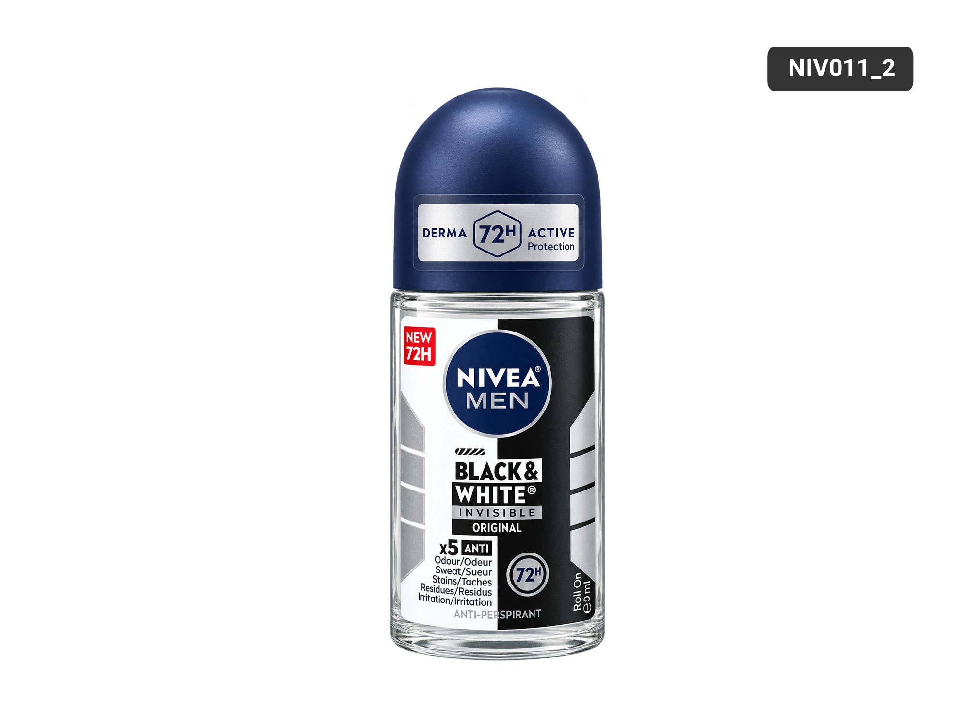 Nivea Men Black & White Invisible Original 72h Anti-Perspirant Roll-On 50ml, front view