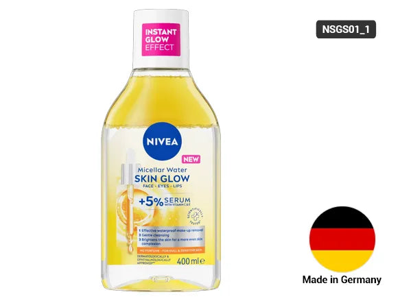 Nivea Skin Glow Serum Infused Micellar Cleansing Water 5% Serum with Vitamins C and E 400ml - GERMANY - 4006000068428