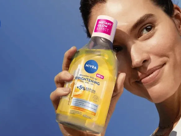 Nivea Skin Glow Serum Infused Micellar Cleansing Water 5% Serum with Vitamins C and E 400ml - GERMANY - 4006000068428