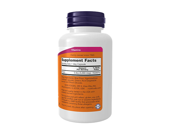 Now Biotin 5000mcg 120 Veg Capsules - USA in Sri Lanka