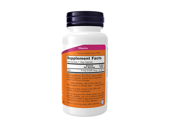 Now Biotin 5000mcg 60 Veg Capsules - USA in Sri Lanka