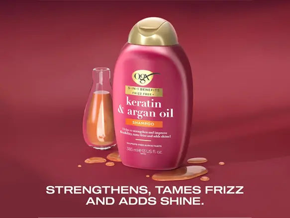 OGX Frizz Free + Keratin Smoothing Oil Shampoo 385ml in Sri Lanka