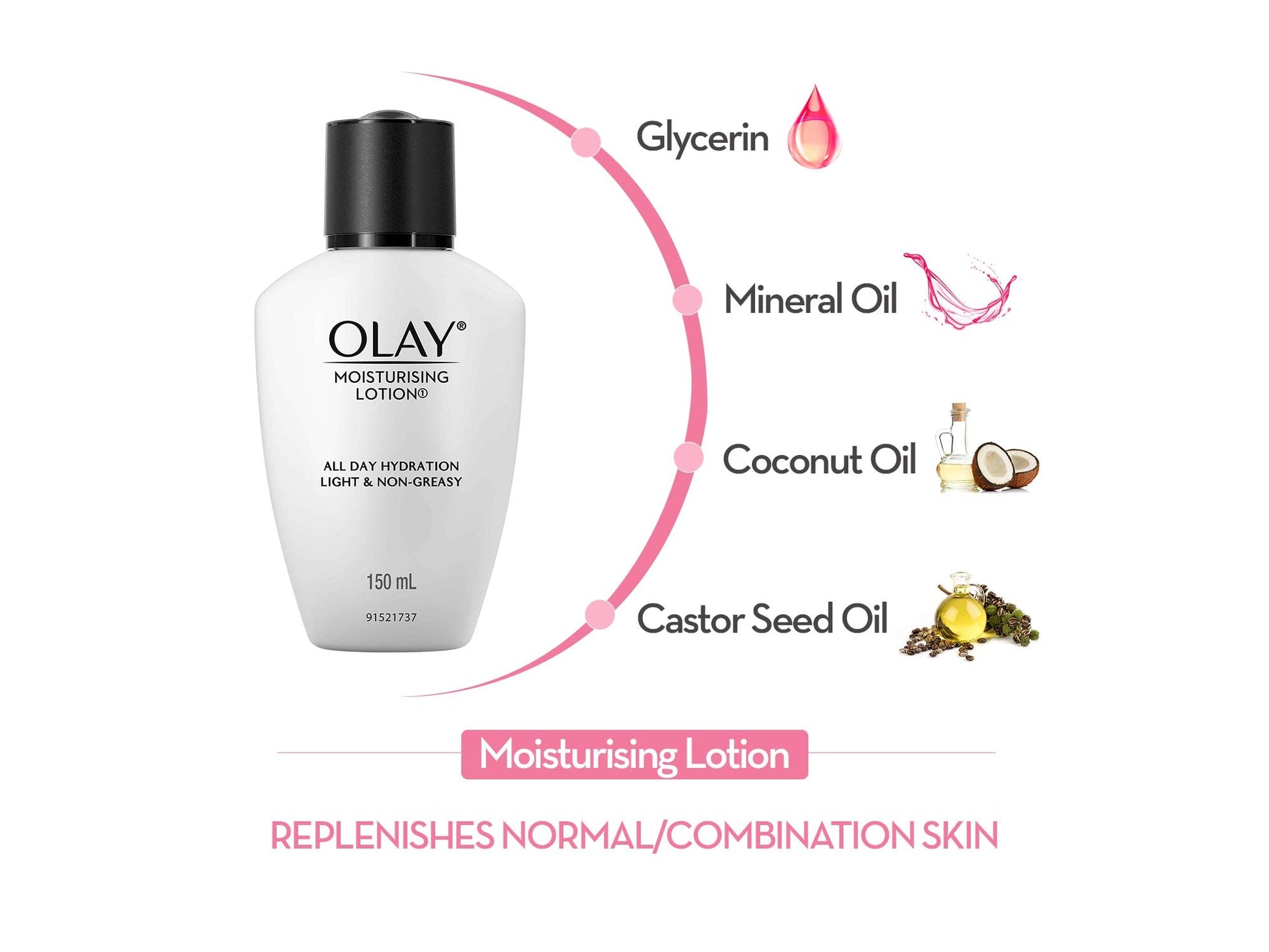 Olay Moisturising Lotion with Coconut and Castor Seed Oil 150ml in Sri Lanka