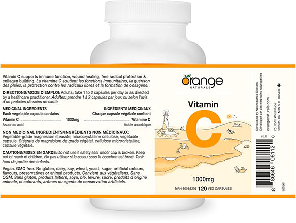 Orange Naturals Vitamin C 1000mg 120 Veg Capsules - CANADA in Sri Lanka