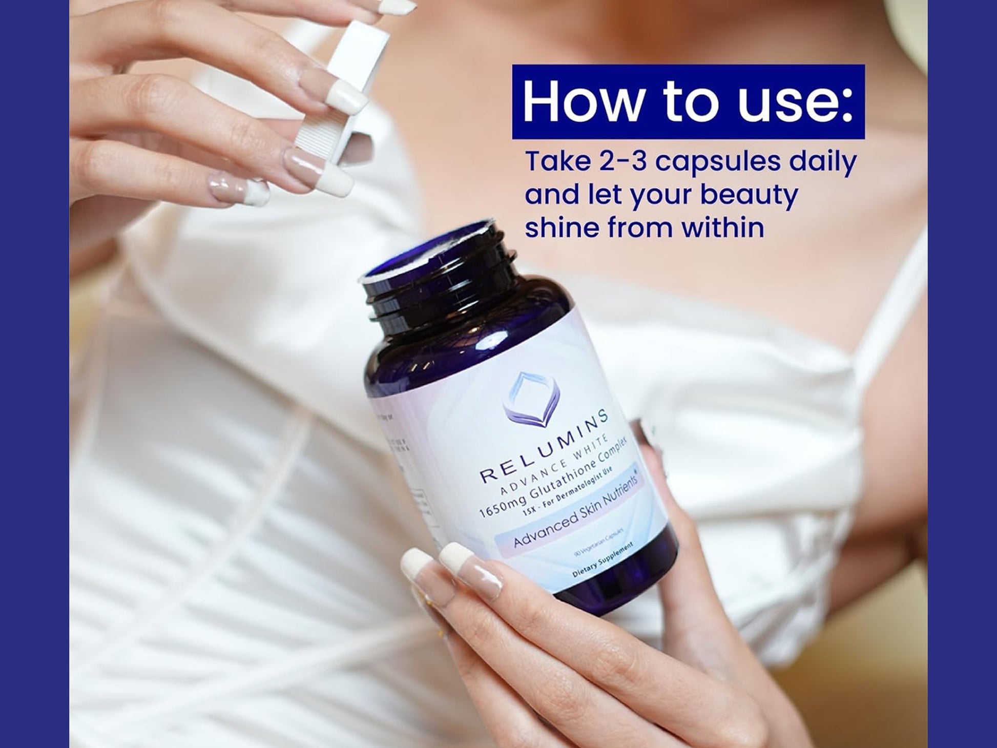 relumins advance white glutathione booster Winlip Relumins Advance Skin Nutrients 1650 Glutathione Complex 90 Capsules main image 0