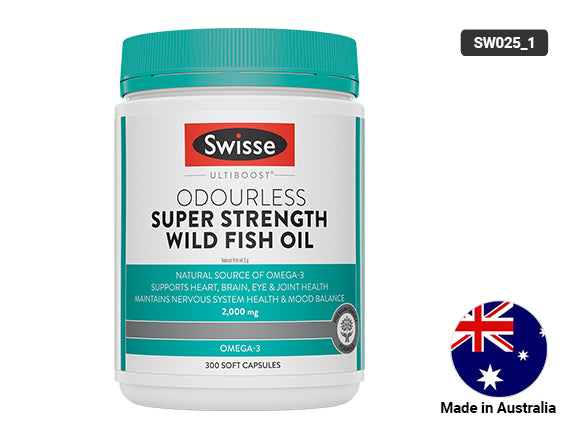 Swisse Ultiboost Odourless Super Strength Wild Fish Oil 2000mg 300 Capsules