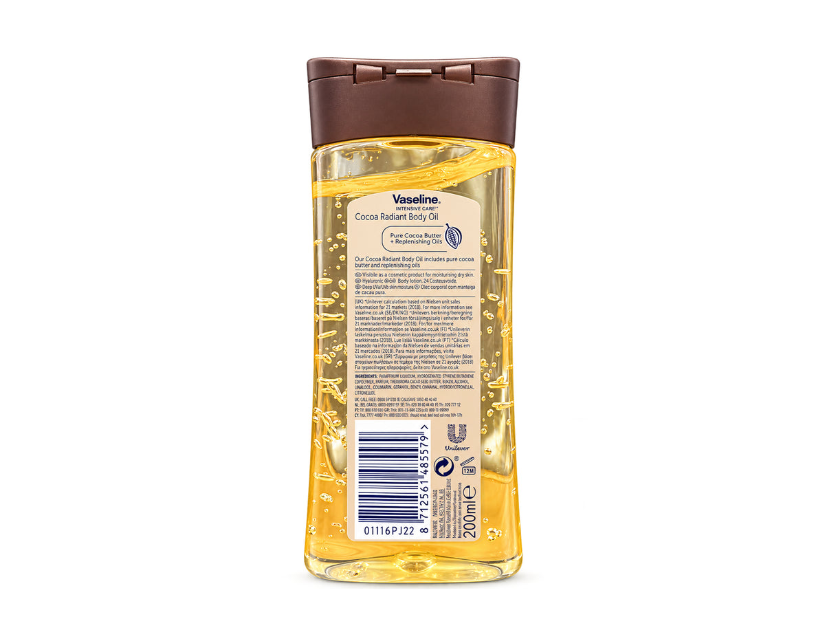 Vaseline Intensive Care Cocoa Radiant Body Oil 200ml for dry, dull skin - additional product view