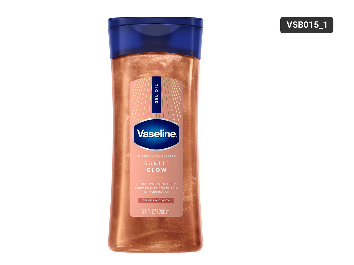 Vaseline Sunlit Glow Vanilla Cocoa Shimmering Gel Oil 200ml, front view