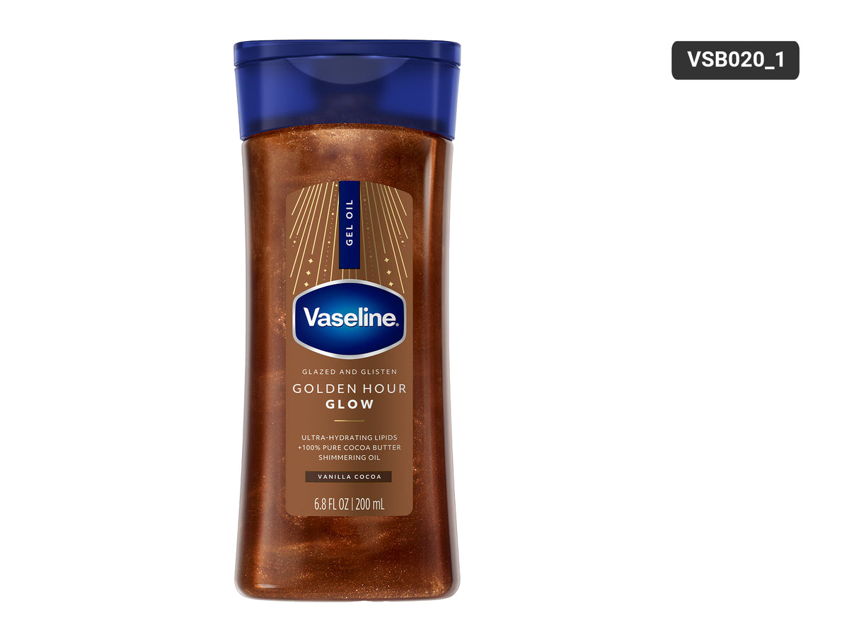 Vaseline Golden Hour Glow Vanilla Cocoa Shimmering Gel Oil 200ml, front view