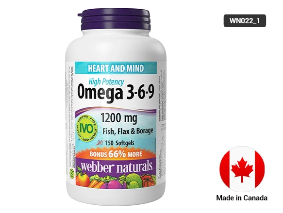 Webber Naturals Omega 3-6-9 1200 mg Fish, Flax & Borage 150 Softgels