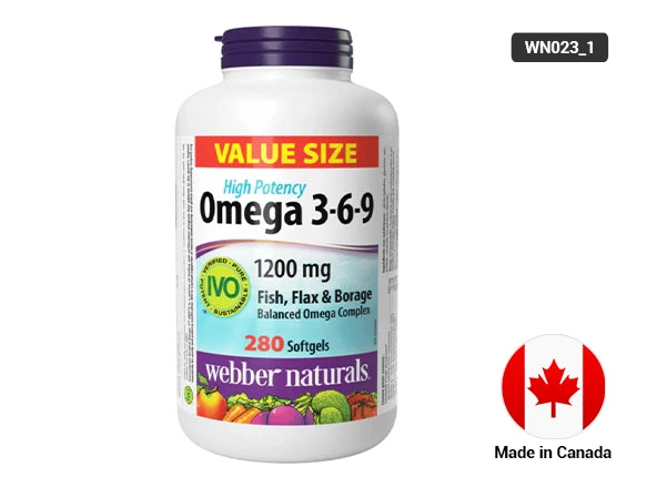 Webber Naturals Omega 3-6-9 1200 mg Fish, Flax & Borage 280 Softgels