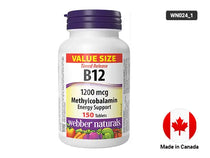 Webber Naturals Vitamin B12, Timed Release, 1200 mcg 150 Tablets in Sri Lanka