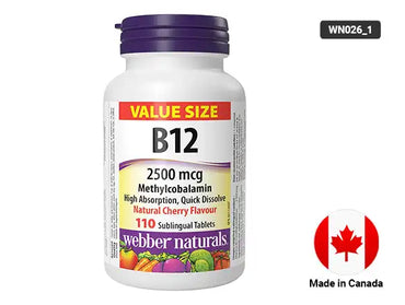 Webber Naturals Vitamin B12 2500 mcg Natural Cherry Flavor 110 Tablets in Sri Lanka