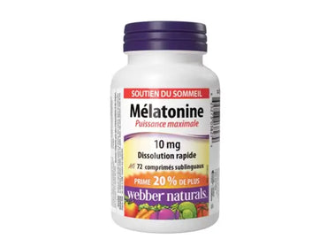 Webber Naturals Melatonin Quick Dissolve 10 mg 72 Sublingual Tablets