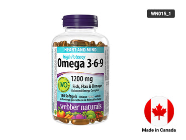 Webber Naturals Omega 3-6-9 1200 mg Fish Flax & Borage 180 Softgels in Sri Lanka 