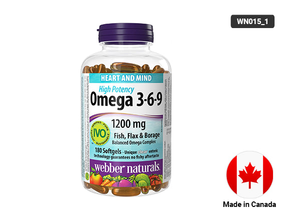 Webber Naturals Omega 3-6-9 1200 mg Fish Flax & Borage 180 Softgels in Sri Lanka 