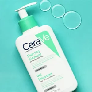 Cerave Foaming Cleanser gently cleanses the skin to remove excess makeup, dirt, and oil.