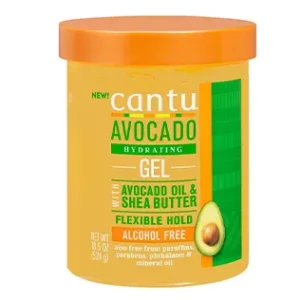 Cantu Avocado styling gel increases hair's manageability, provides a soft hold, and defines strands with ease.